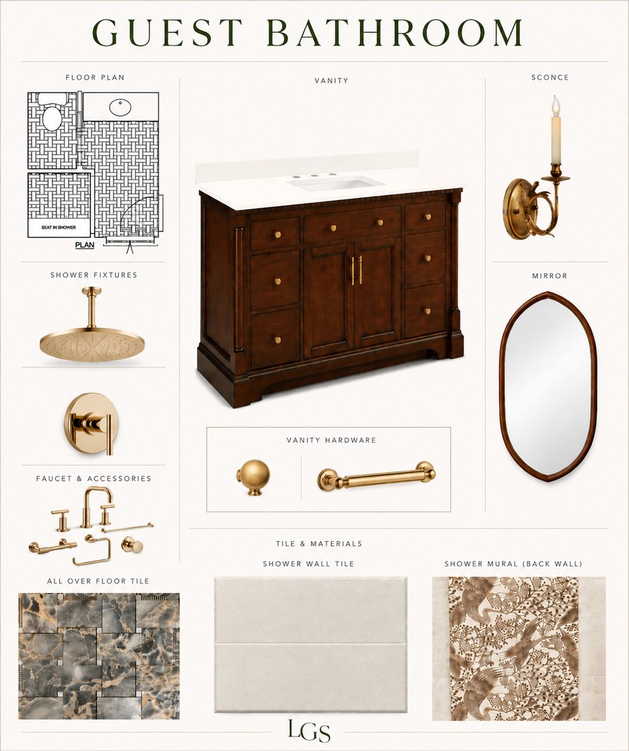 Guest Bathroom design presentation board